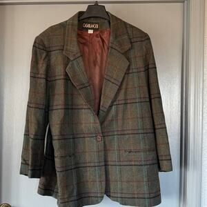 Green Plaid Women's Lined Blazer Jacket Casablanca II One Button Pockets sz 20W